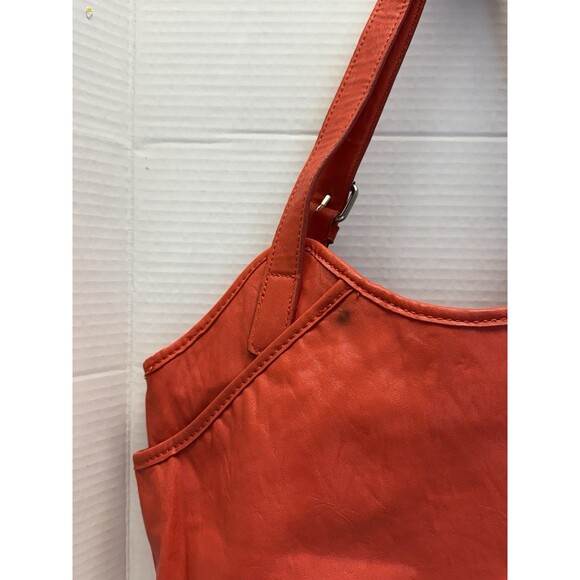 VTG Nine & Co Faux Leather Orange Tangerine Hobo Bag Shoulder Bag Handbag Lined - Picture 12 of 16